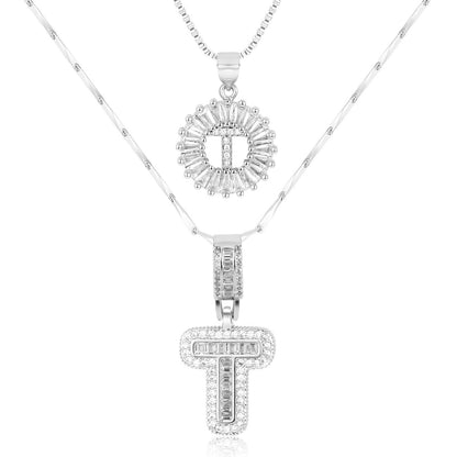 2pc Diamond Letter Initial Necklaces