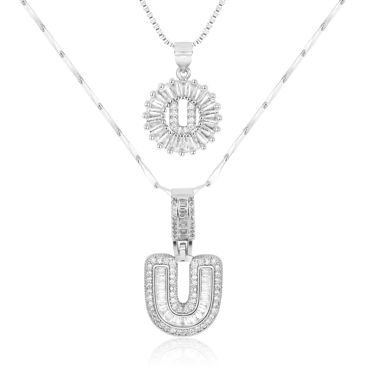 2pc Diamond Letter Initial Necklaces