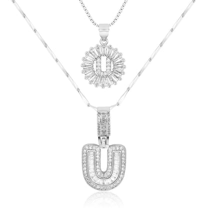 2pc Diamond Letter Initial Necklaces