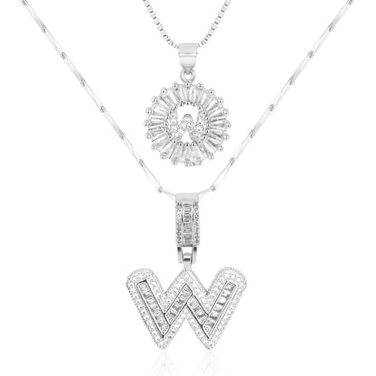 2pc Diamond Letter Initial Necklaces