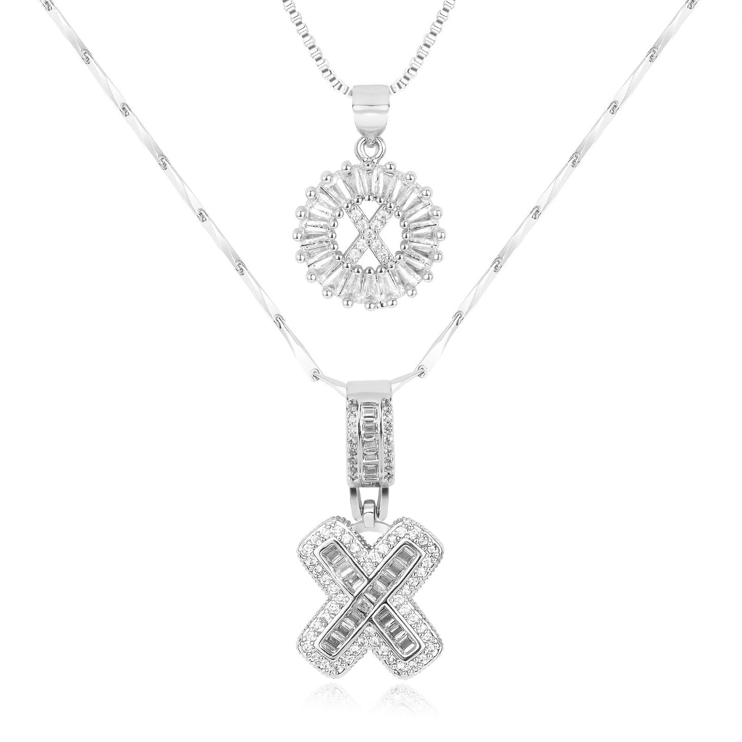 2pc Diamond Letter Initial Necklaces
