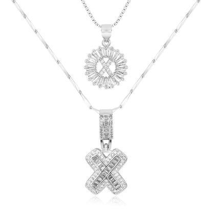 2pc Diamond Letter Initial Necklaces