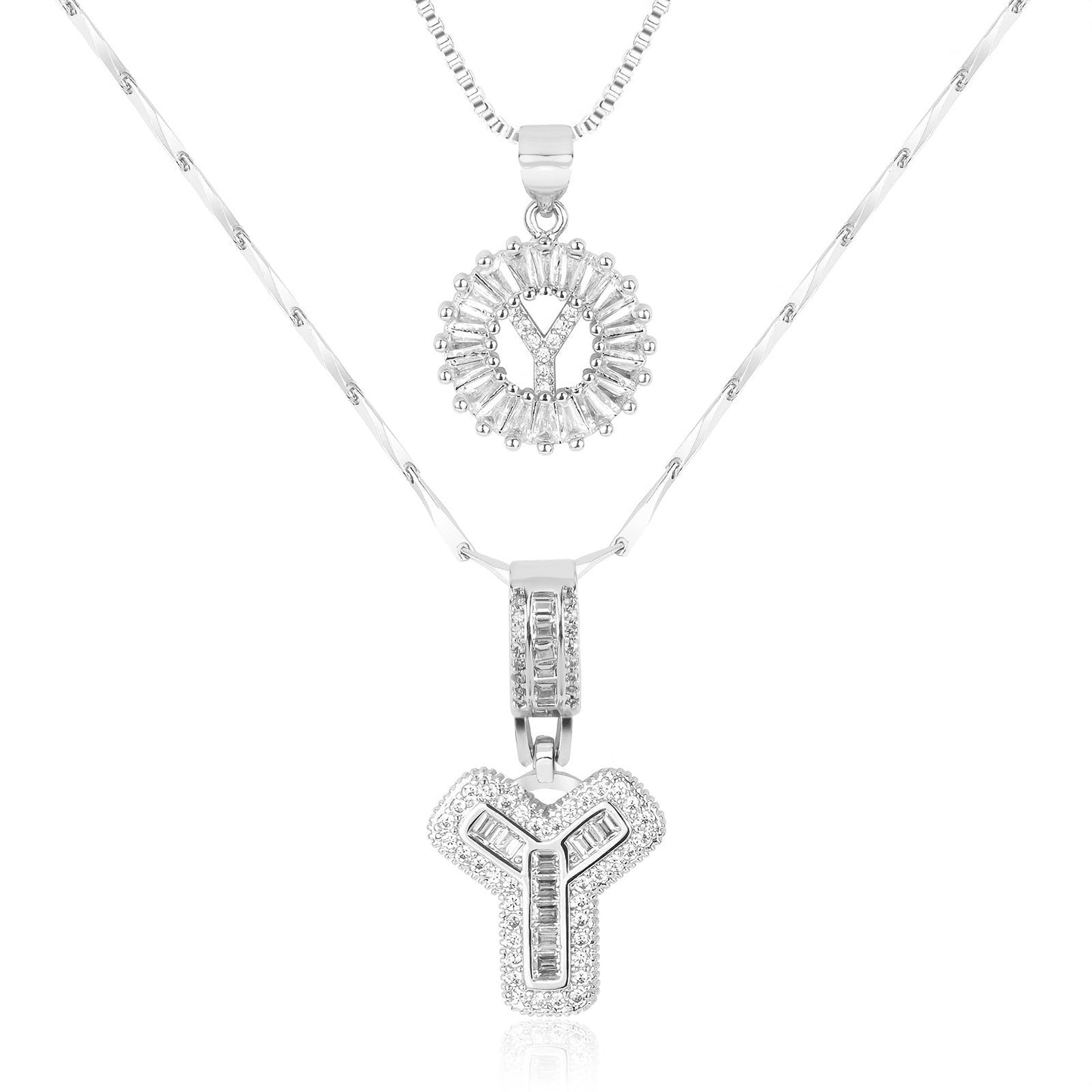 2pc Diamond Letter Initial Necklaces