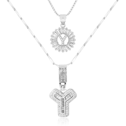 2pc Diamond Letter Initial Necklaces
