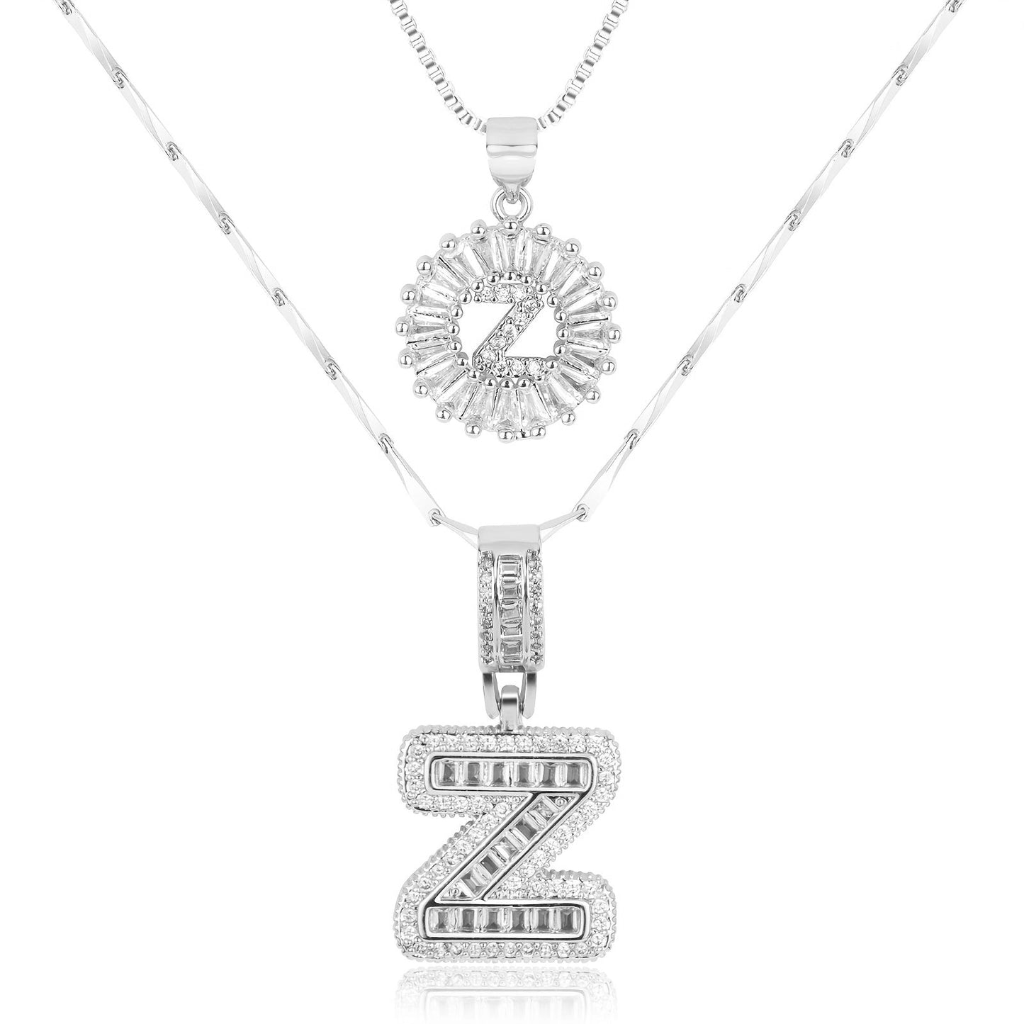 2pc Diamond Letter Initial Necklaces