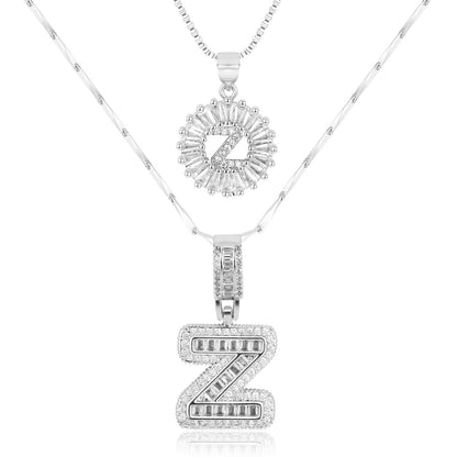 2pc Diamond Letter Initial Necklaces