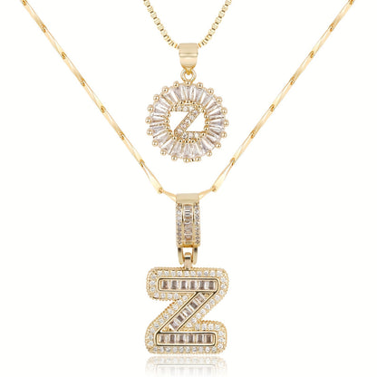2pc Diamond Letter Initial Necklaces