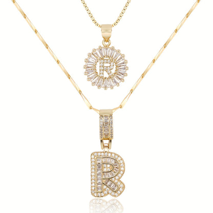 2pc Diamond Letter Initial Necklaces
