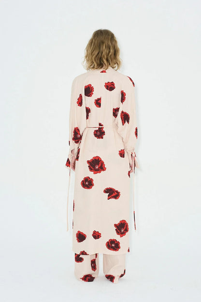 Sahara Print Kimono Dress - Coquelicot