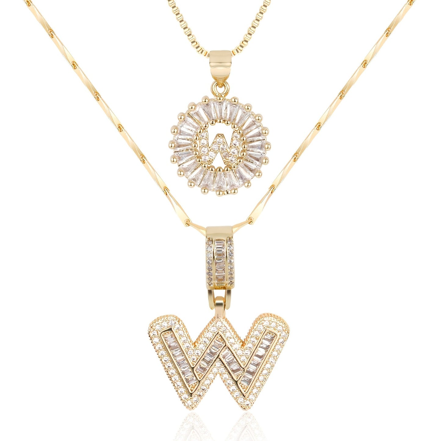 2pc Diamond Letter Initial Necklaces