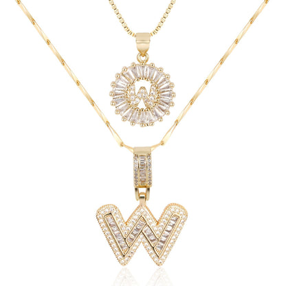 2pc Diamond Letter Initial Necklaces