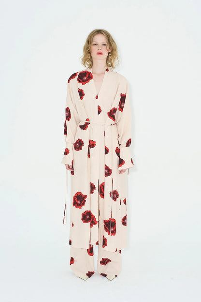Sahara Print Kimono Dress - Coquelicot