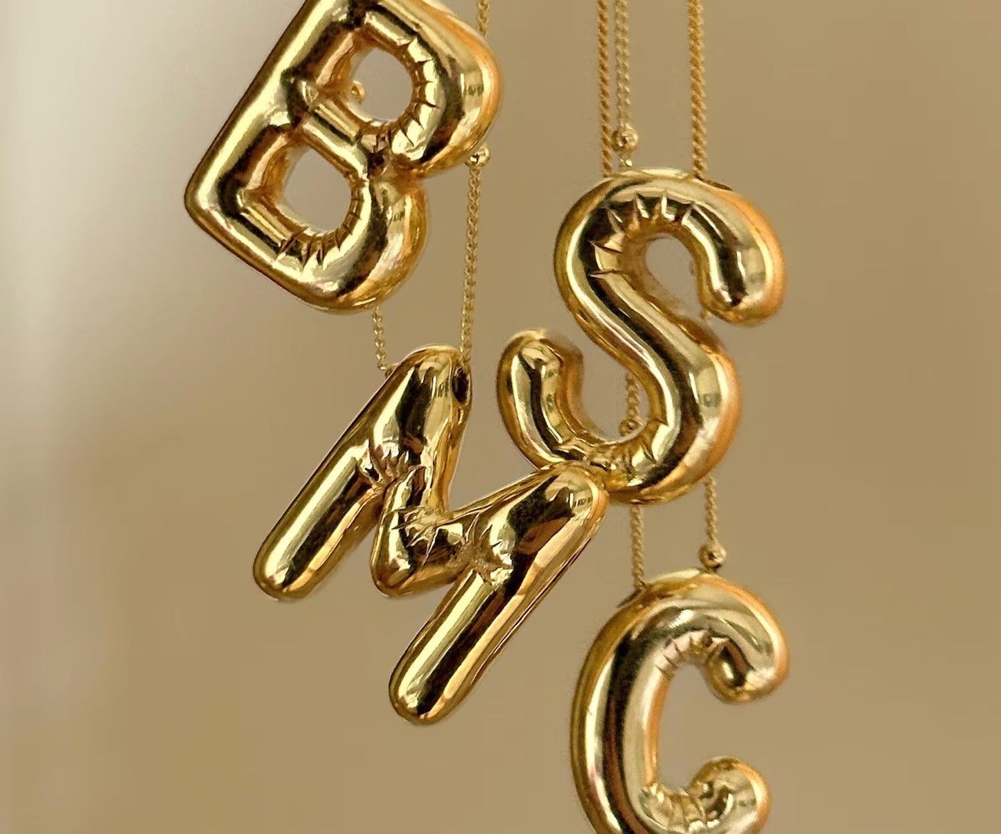Bubble Alphabet Pendant '18k Gold Plated'