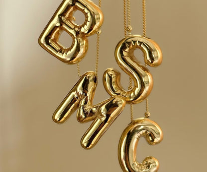 Bubble Alphabet Pendant '18k Gold Plated'