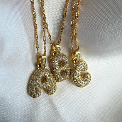ICY Alphabet Crystal Pendant '18k Gold & Silver Plated'
