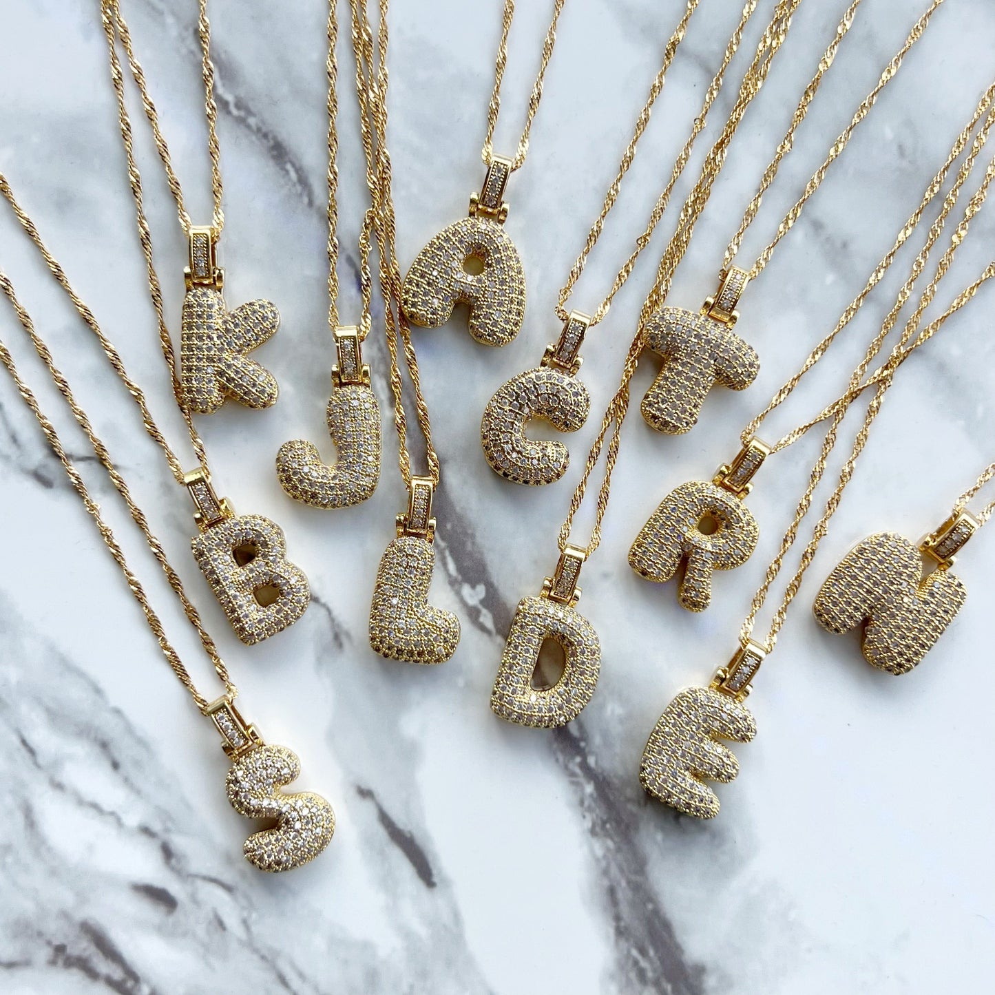 ICY Alphabet Crystal Pendant '18k Gold & Silver Plated'